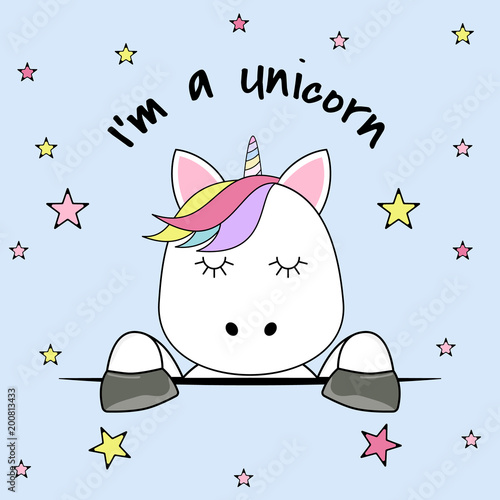 Cute fantasy head unicorn.