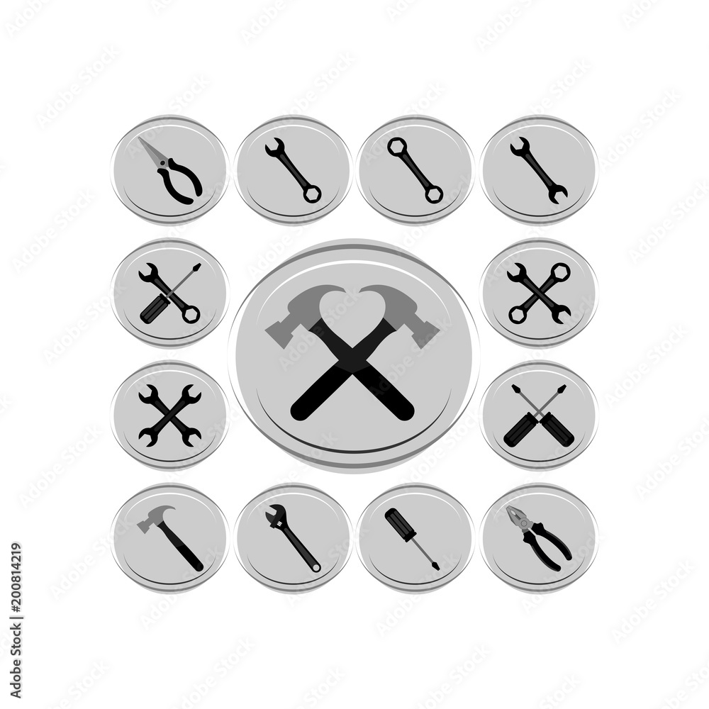 Tools icon. Flat vector icon set Tools icon. Flat vector icon set