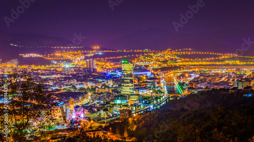 Night aerial view of Bilbao from Artxanda hill, Spain photo