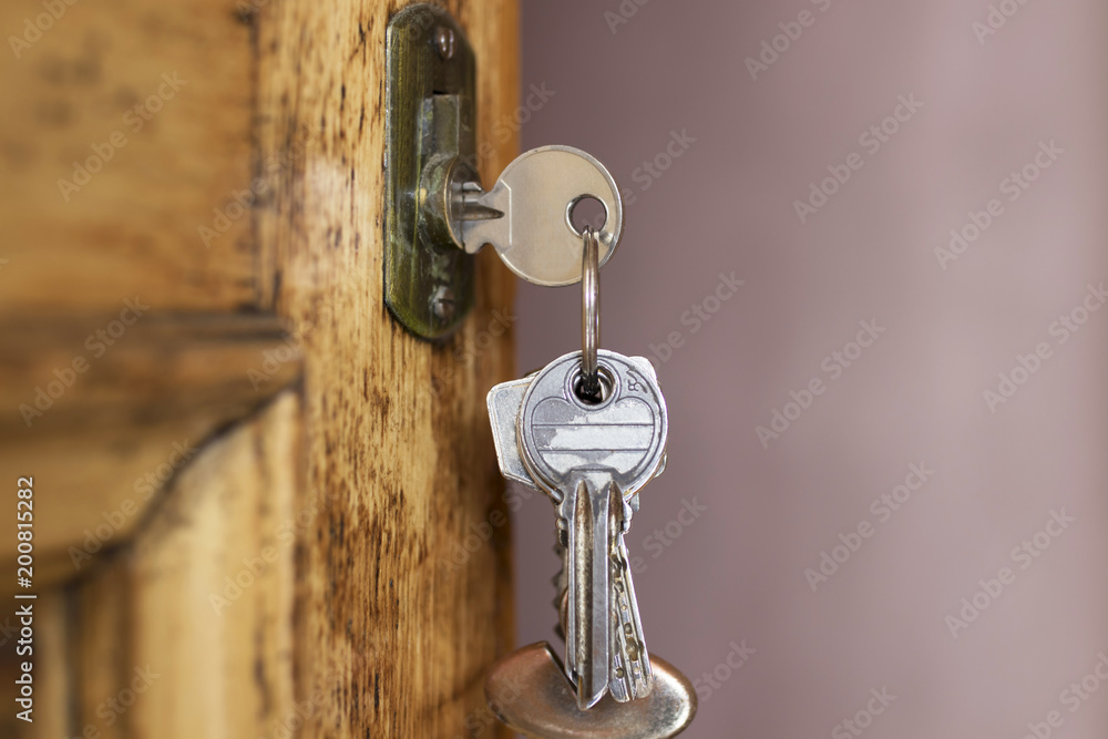 Fototapeta premium keys in the door lock vintage