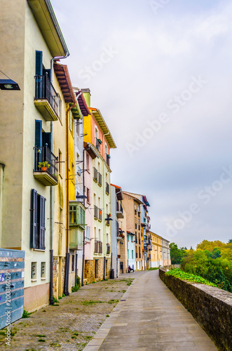 Buildings stretched alongisde ramparts of Pamplona, Spain photo