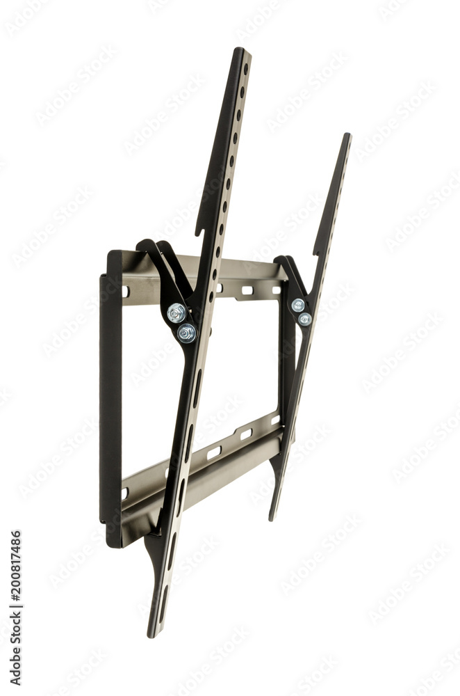 Black bracket for TV on a white background isolation Black bracket for TV on a white background isolation