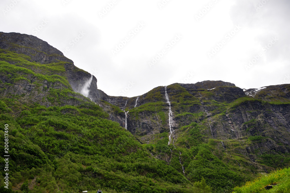 waterfalls in the fjords of Norway