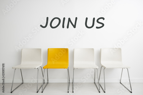 Fotografie Chair background concept - recruitment hire hiring interview