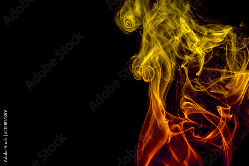 Colored smoke on black background