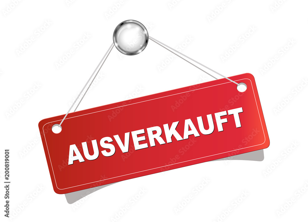 Ausverkauft
Schild in rot aufgehängt,
Vektor Illustration isoliert auf weißem Hintergrund Ausverkauft
Schild in rot aufgehängt,
Vektor Illustration isoliert auf weißem Hintergrund