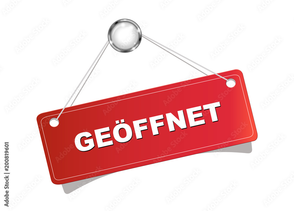 Geöffnet
Schild in rot aufgehängt,
Vektor Illustration isoliert auf weißem Hintergrund Geöffnet
Schild in rot aufgehängt,
Vektor Illustration isoliert auf weißem Hintergrund