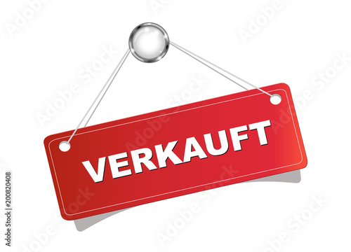 Verkauft
Schild in rot aufgehängt, 
Vektor Illustration isoliert auf weißem Hintergrund