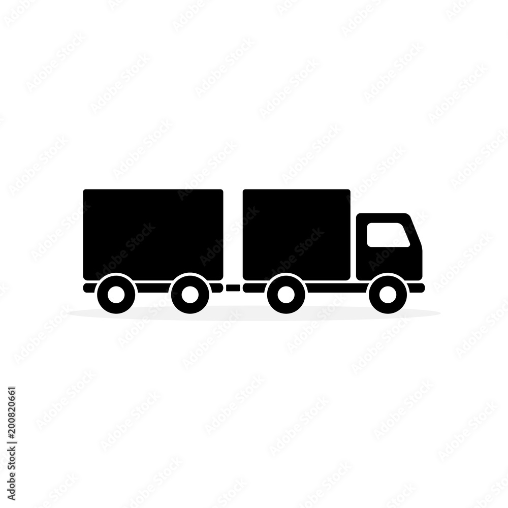 Truck with Trailer Icon Vector. Flat simple pictogram on white background Truck with Trailer Icon Vector. Flat simple pictogram on white background