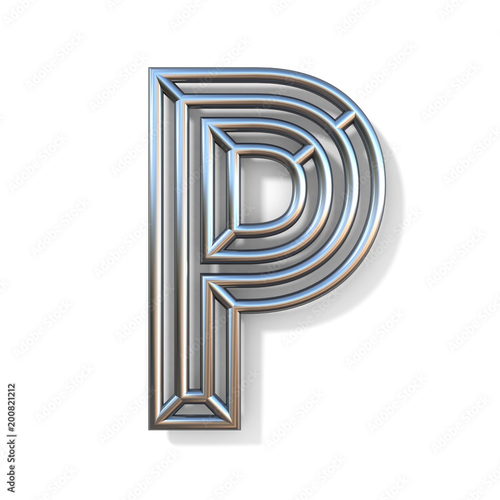 Wire outline font letter P 3D Wire outline font letter P 3D