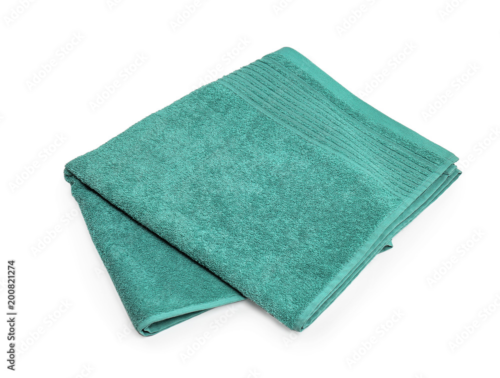 Clean soft towel on white background Clean soft towel on white background