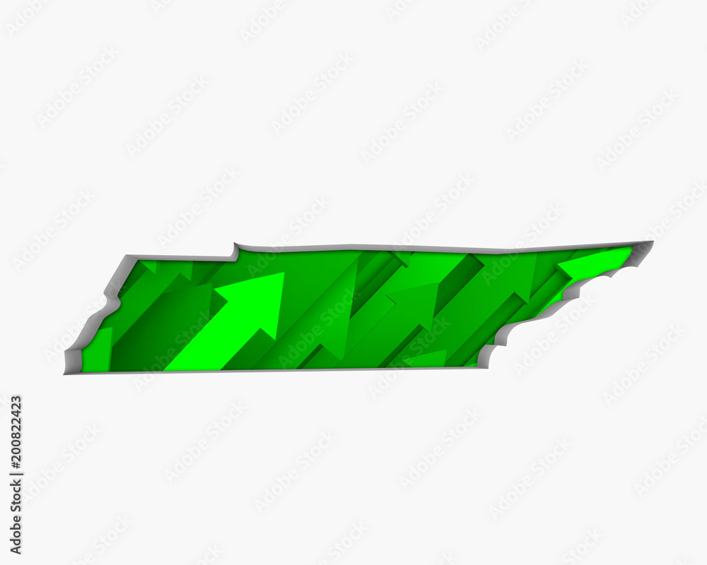 Tennessee TN Arrows Map Growth Increase On Rise 3d Illustration Tennessee TN Arrows Map Growth Increase On Rise 3d Illustration