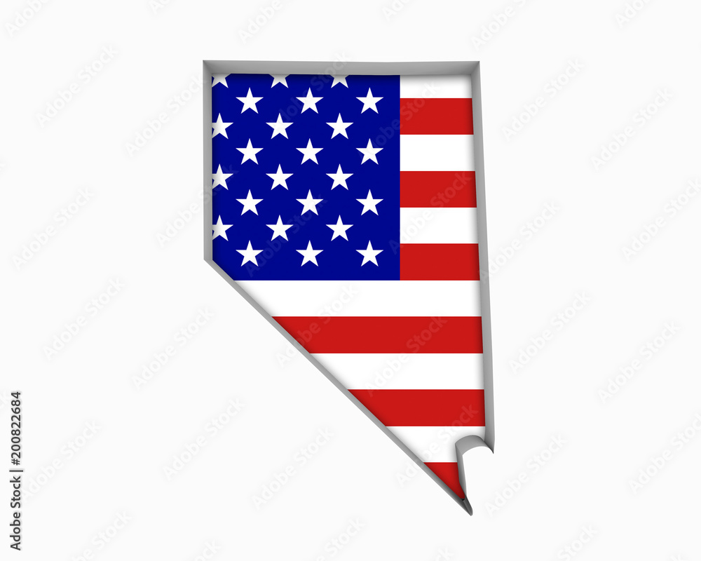 Nevada NV USA Flag Stars Stripes Map 3d Illustration Nevada NV USA Flag Stars Stripes Map 3d Illustration