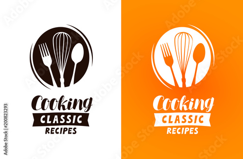 Cooking logo or label. Food, cuisine concept, vector illustration photo