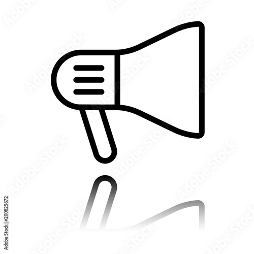 mouthpiece icon. Black icon with mirror reflection on white background