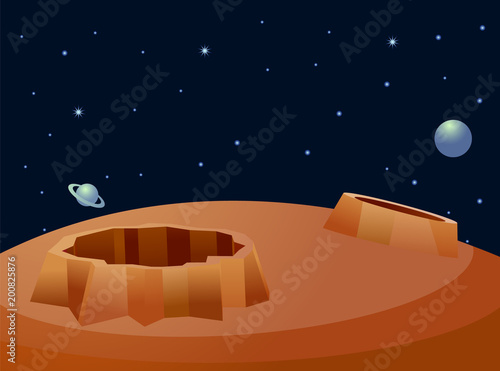 Large craters of an alien planet vector image