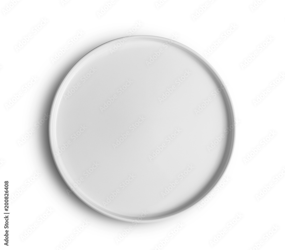 top view white plate on white background top view white plate on white background