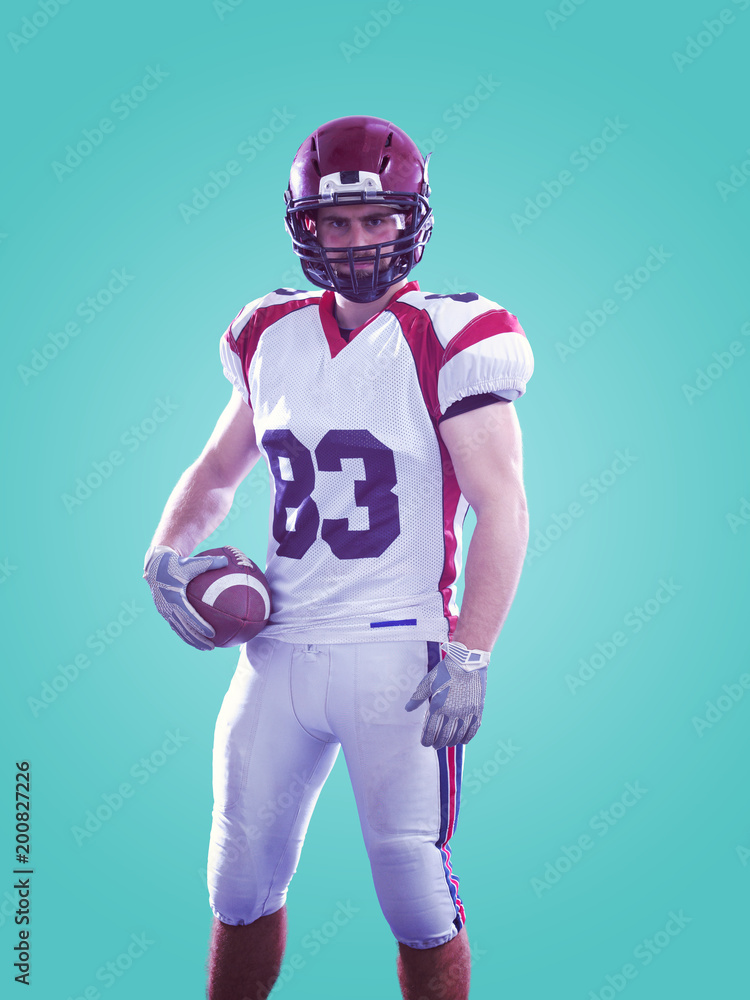 American Football Player isolated on colorfull background American Football Player isolated on colorfull background