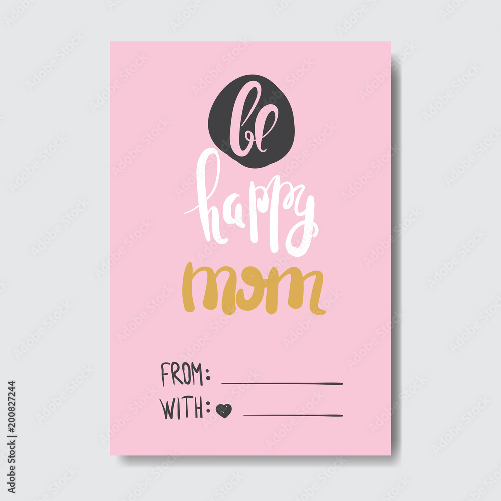 Happy Mother Day Cute Hand Drawn Greeting Card With Beautiful Lettering Vector Illustration