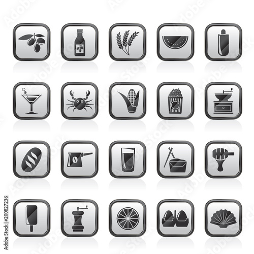 Different king of food and drinks icons 3 - vector icon set