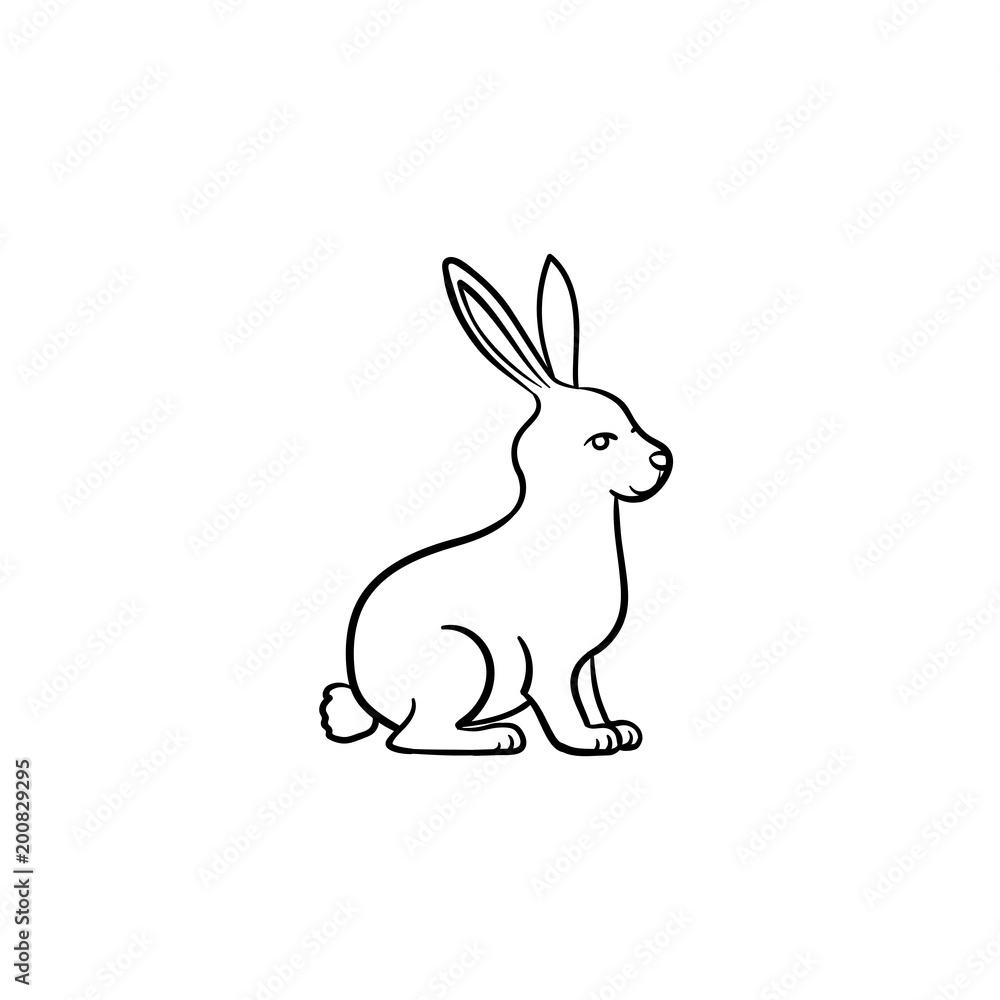 Rabbit hand drawn outline doodle icon. Farm animal - rabbit vector sketch illustration for print, web, mobile and infographics isolated on white background. Rabbit hand drawn outline doodle icon. Farm animal - rabbit vector sketch illustration for print, web, mobile and infographics isolated on white background.