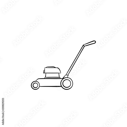 Mower hand drawn outline doodle icon. Vector sketch illustration of mower for print, web, mobile and infographics isolated on white background.