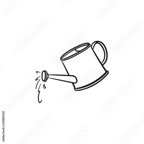 Watering can hand drawn outline doodle icon. Pouring watering can vector sketch illustration for print, web, mobile and infographics isolated on white background. Agriculture and green ecology concept