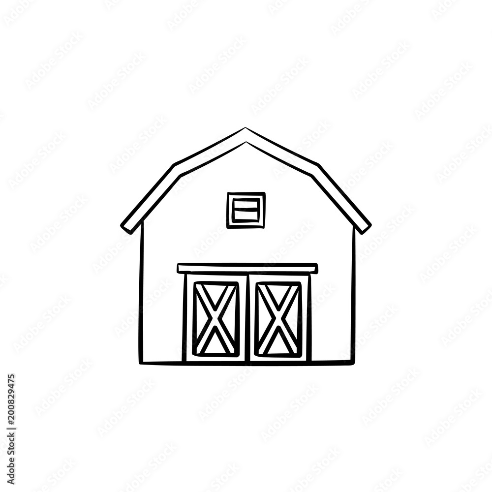 Farm barn hand drawn outline doodle icon. Storage house vector sketch