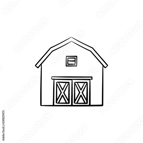 Farm barn hand drawn outline doodle icon. Storage house vector sketch illustration for print, web, mobile and infographics isolated on white background.