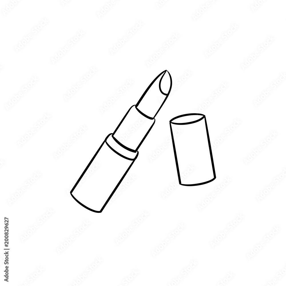 Lipstick hand drawn outline doodle icon. Female makeup accessory