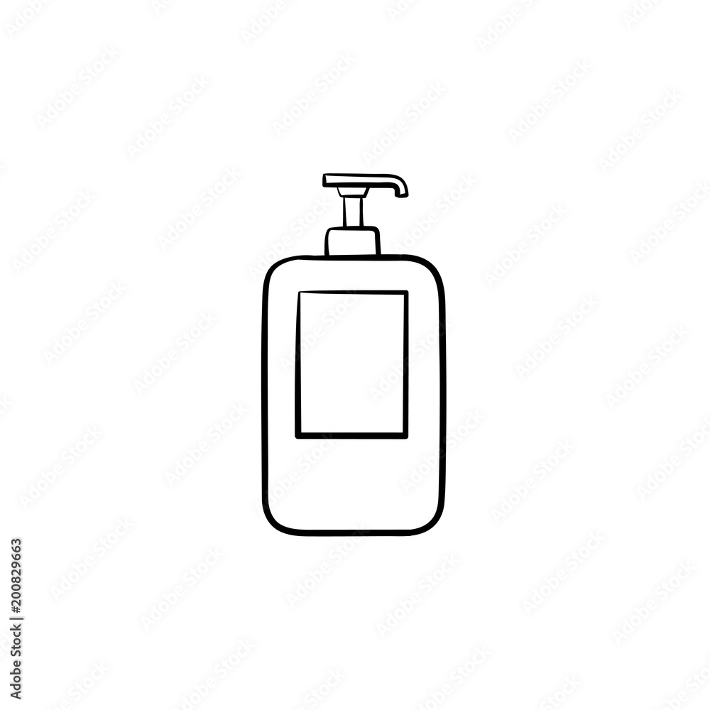 Shampoo hand drawn outline doodle icon. Bottle of shampoo vector sketch illustration for print, web, mobile and infographics isolated on white background. Shampoo hand drawn outline doodle icon. Bottle of shampoo vector sketch illustration for print, web, mobile and infographics isolated on white background.