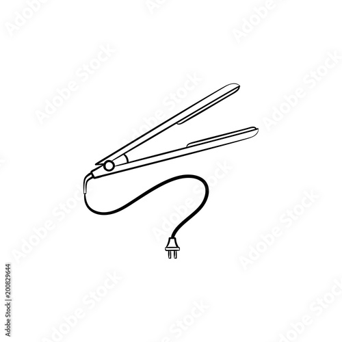 Hair straightener hand drawn outline doodle icon. Iron for hairs vector sketch illustration for print, web, mobile and infographics isolated on white background.