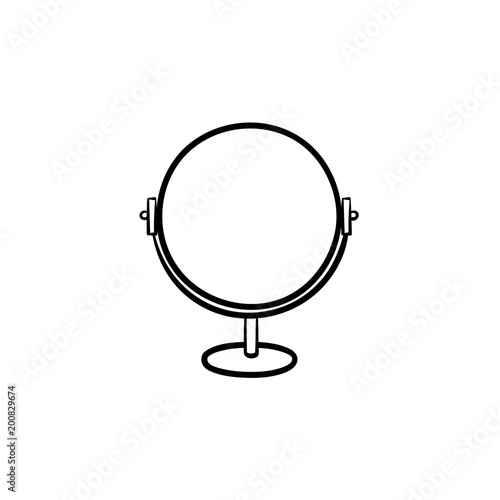 Round makeup mirror hand drawn outline doodle icon. Mirror vector sketch illustration for print, web, mobile and infographics isolated on white background.