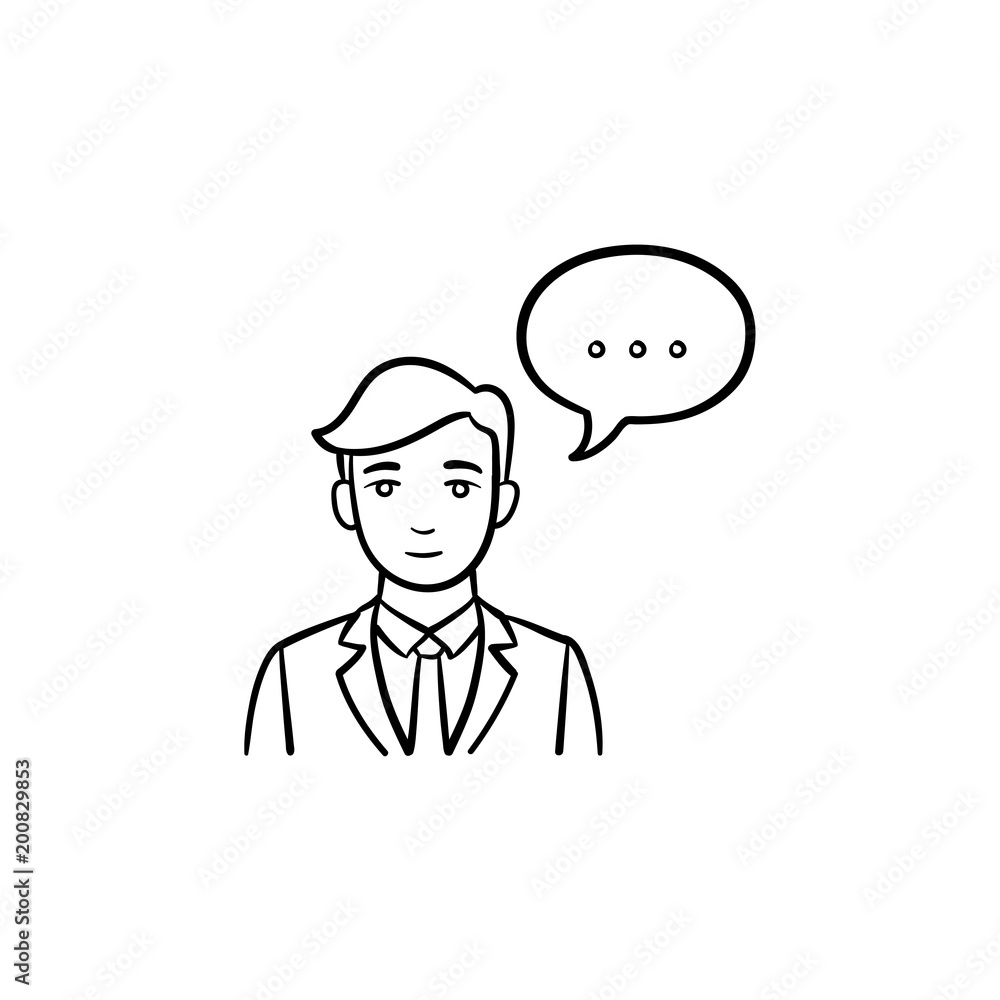 Speaking person hand drawn outline doodle icon A man speaking on public  sketch illustration for print web mobile and infographics isolated on  white background Stock Vector  Adobe Stock