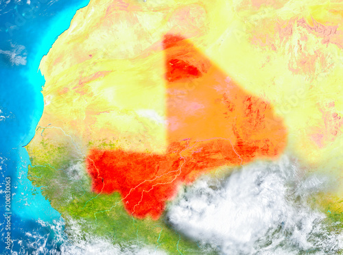 Mali in red on Earth