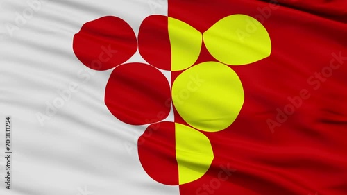 Kavadarci  closeup flag, city of Macedonia, realistic animation seamless loop - 10 seconds long photo