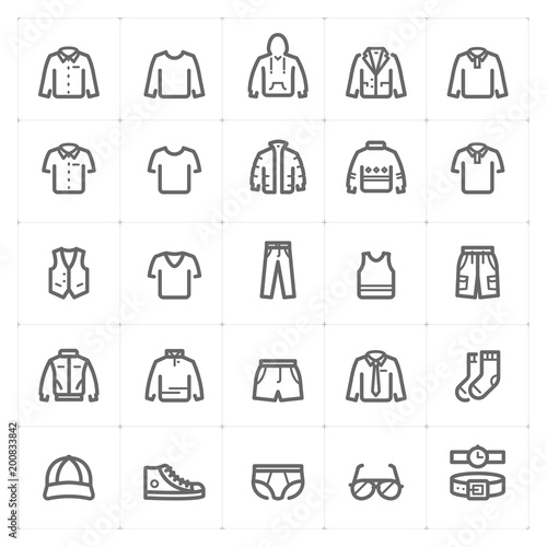 Mini Icon set – Clothing Man icon vector illustration bold line style