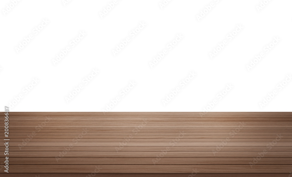 Design concept - Empty dark wood table top isolated on white background for display or montage product