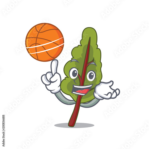 With basketball chard character cartoon style photo