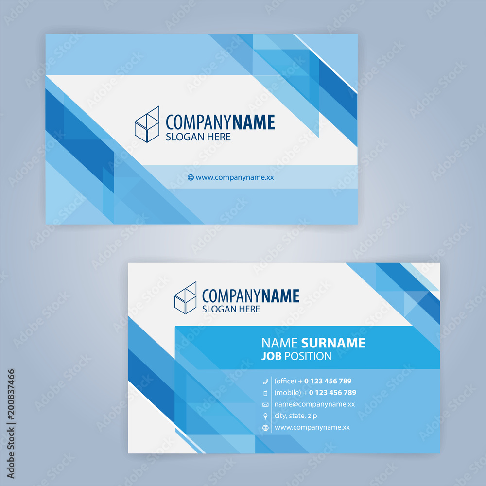 Blue and white modern business card template, Illustration Vector 10