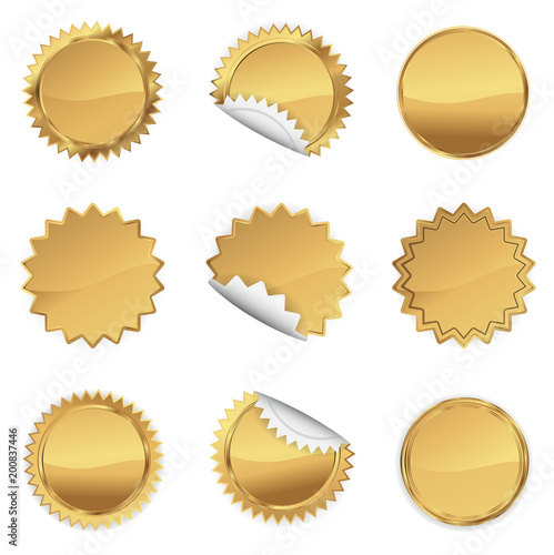 Gold Starbursts Set,  Illustration Vector 10