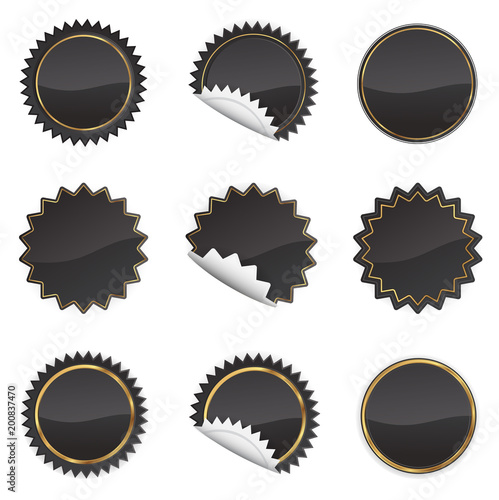 Black Starbursts Set,  Illustration Vector 10