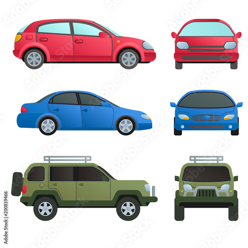 Car auto vehicle transport type design travel race model technology style and generic automobile contemporary kid toy flat vector illustration.