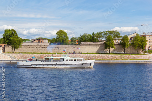 Ship on the Great River in Pskov