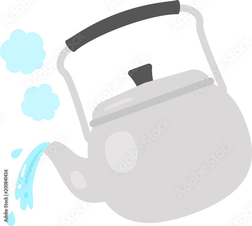 ヤカンから湯を注ぐイラスト