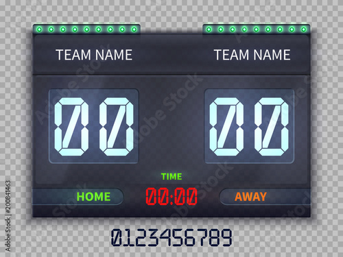 Soccer european football scoreboard with match time and score vector illustration isolated photo