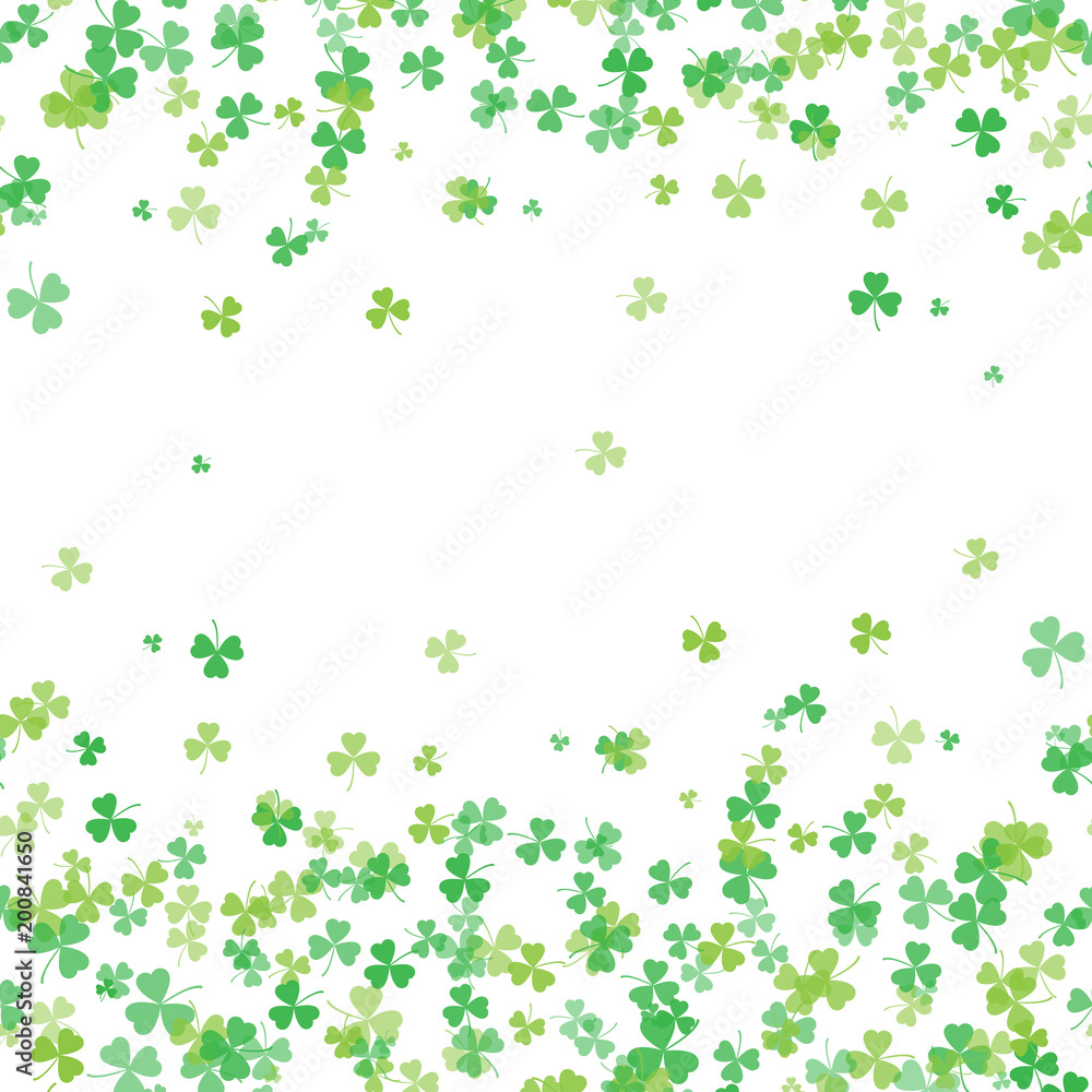 Saint Patrick's Day frame with green tree leaf clovers on white background. Vector. Saint Patrick's Day frame with green tree leaf clovers on white background. Vector.