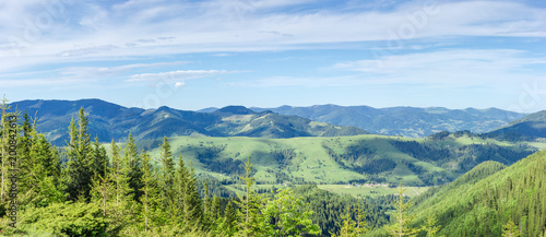 Mountain landscape with several ridges in the Carpathians