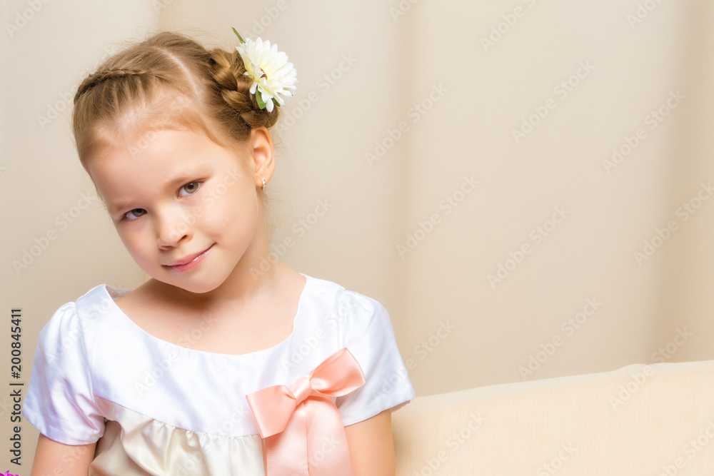 Portrait of a little girl close-up. Portrait of a little girl close-up.