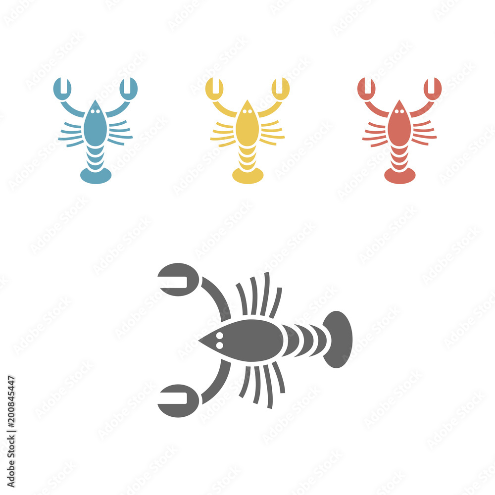 Fototapeta premium crayfish crustaceans lobster crawfish flat icon